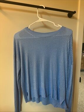Zara Light Blue Rhinestone Crewneck Sweater